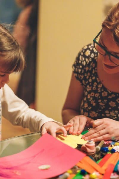 mother doing a craft project