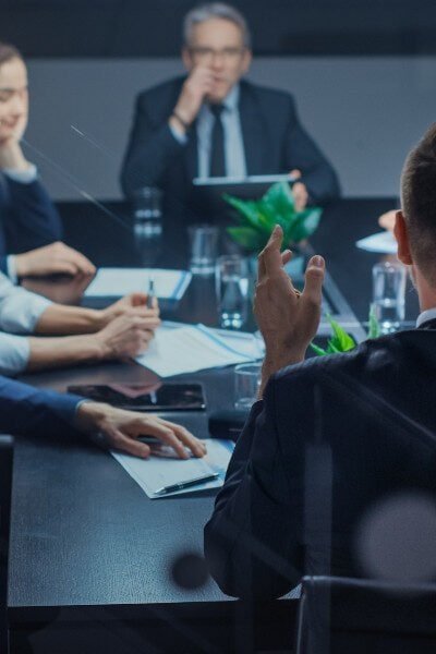 CEO in a board room